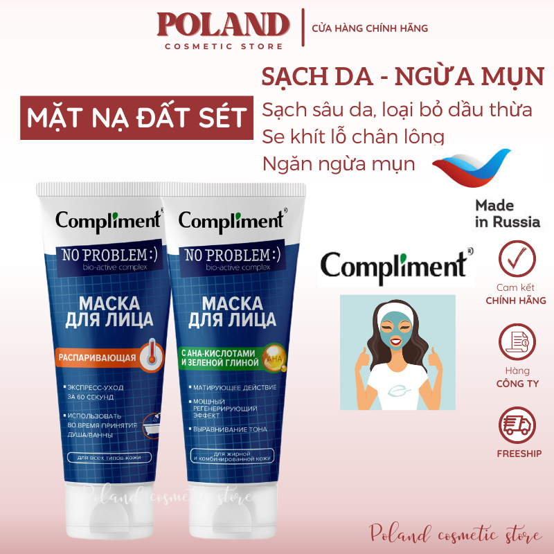 Mặt nạ đất sét Compliment No Problem Face Mask làm sạch sâu, giảm mụn, se khít lỗ chân lông 80ml