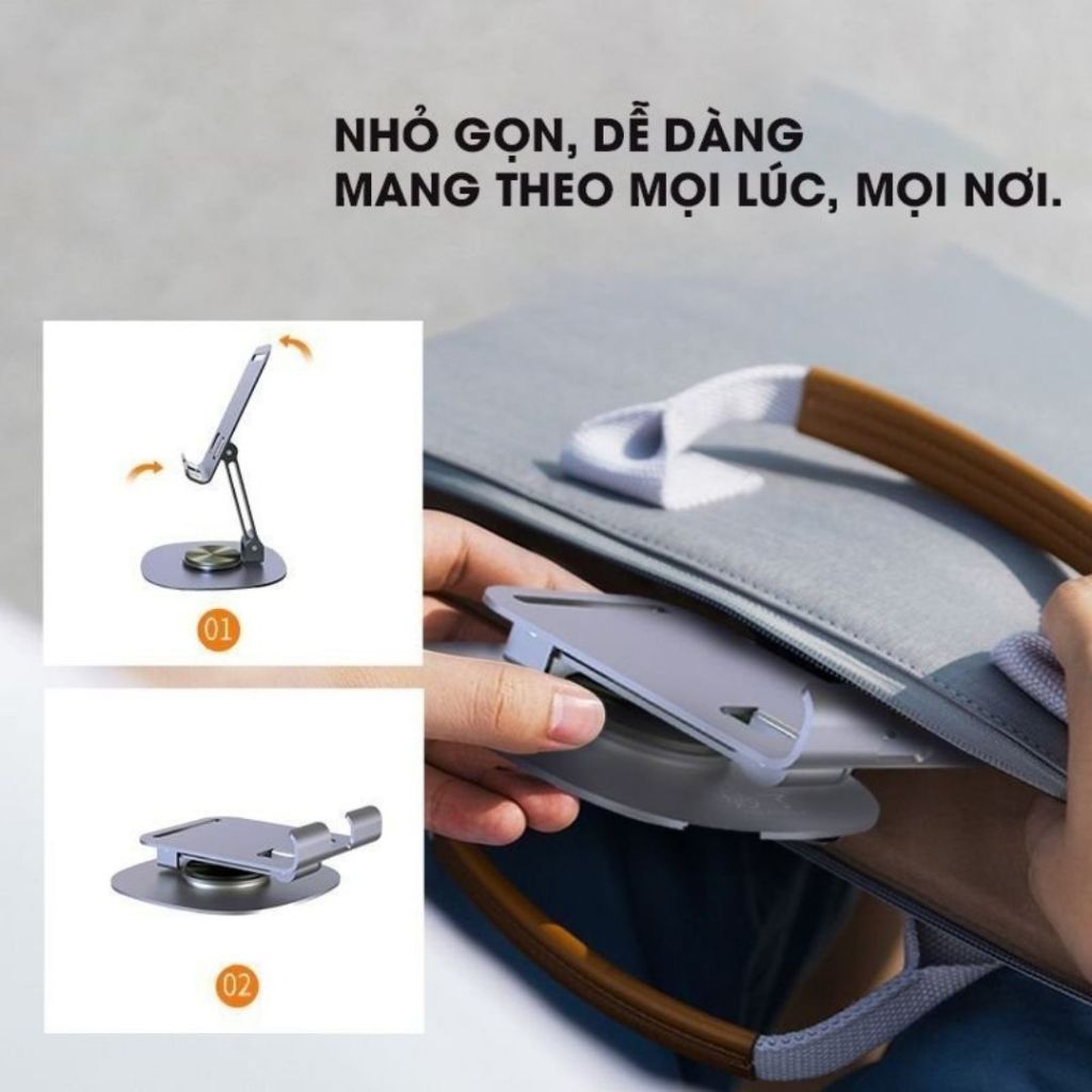 Giá đỡ điện thoại - ipad - máy tính bảng chất liệu hợp kim nhôm chắc chắn gấp gọn xoay 360 độ | BigBuy360 - bigbuy360.vn