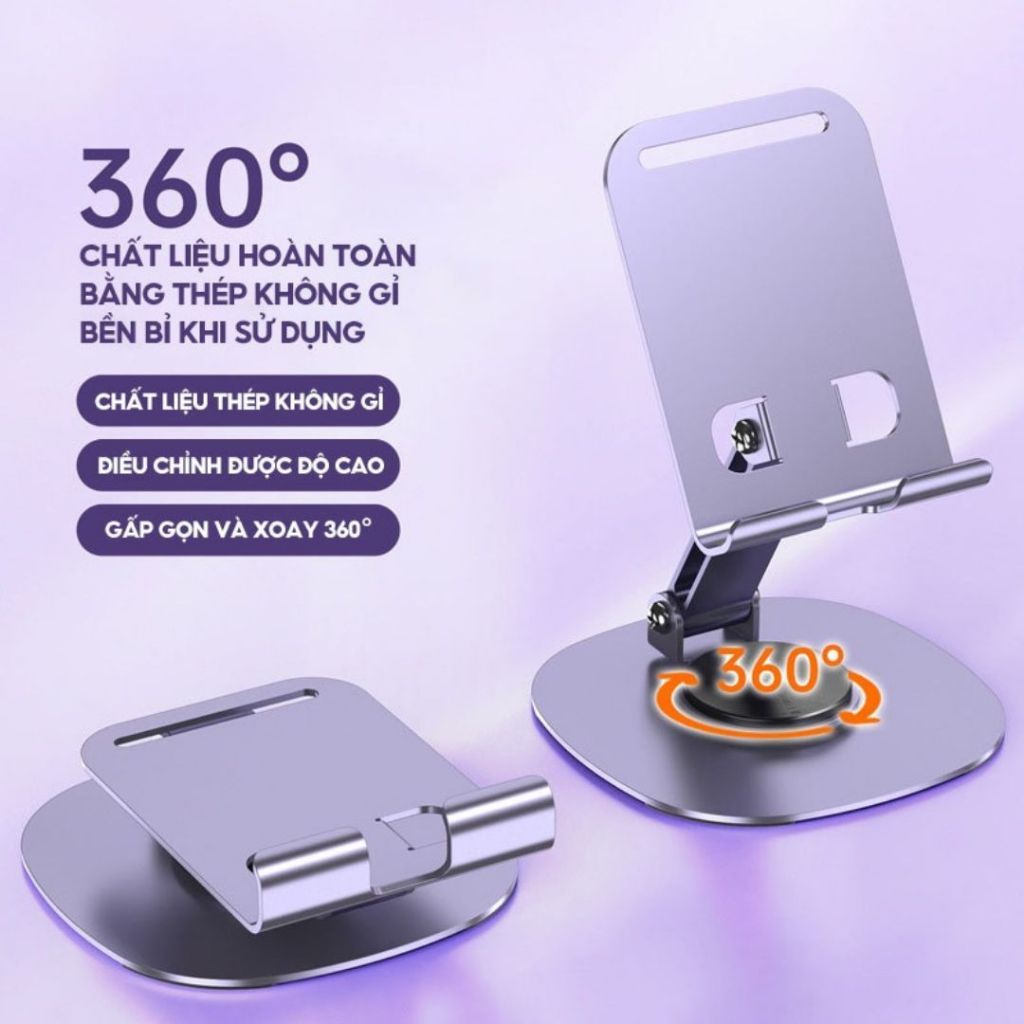 Giá đỡ điện thoại - ipad - máy tính bảng chất liệu hợp kim nhôm chắc chắn gấp gọn xoay 360 độ | BigBuy360 - bigbuy360.vn