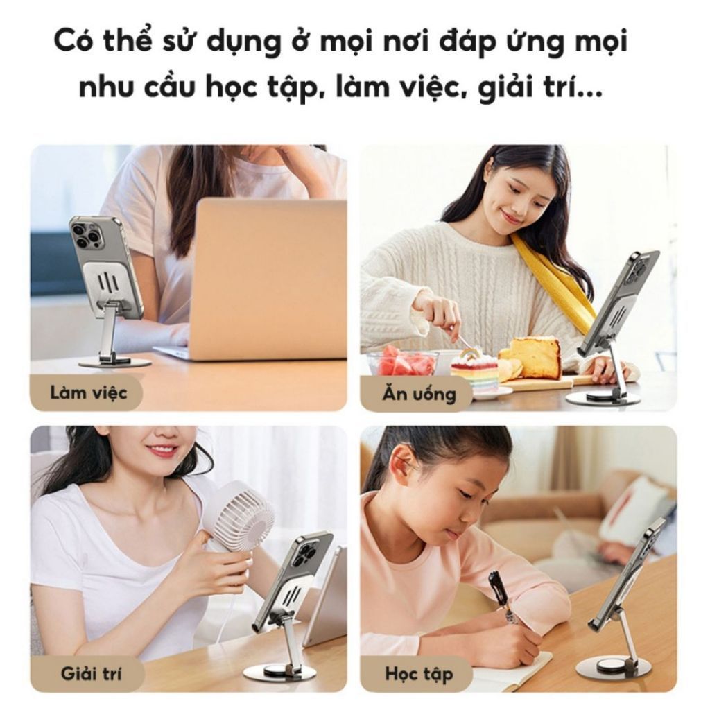 Giá đỡ điện thoại - ipad - máy tính bảng chất liệu hợp kim nhôm chắc chắn gấp gọn xoay 360 độ | BigBuy360 - bigbuy360.vn