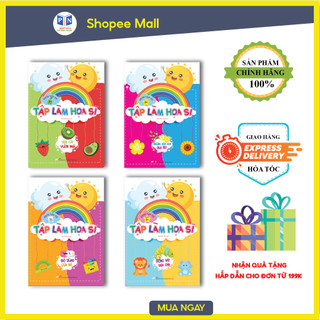 Combo 4 Cuốn Tập Làm Họa Sĩ :Trái Cây Vườn Nhà +Đồ Dùng Của Bé + Động Vật Trên Cạn + Những Đóa Hoa Rực Rỡ