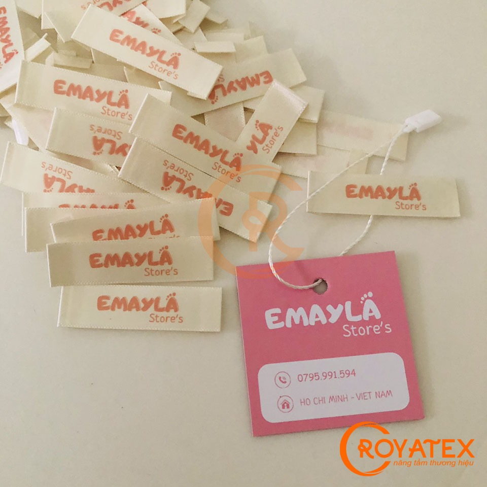 Combo 100c Mác in satin + 100Tag Giấy (Mác Giấy, Thẻ Treo) - Tặng kèm 100 Dây Treo Tag Giấy