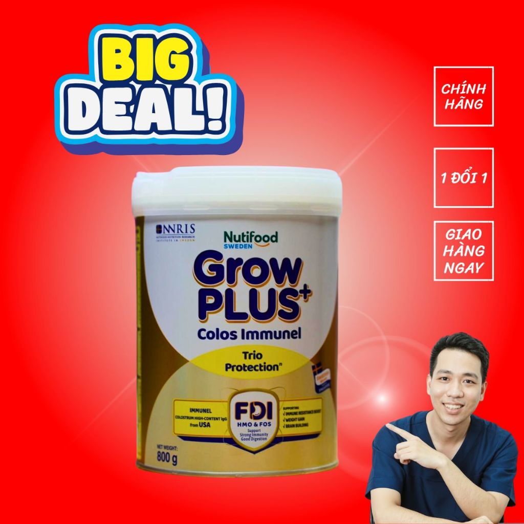 Sữa bột GrowPlus Immunel lon 400g và 800g 0+