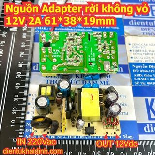 Nguồn Adapter rời không vỏ 12V 2A 69*48*25mm / 61*38*19mm kde1628
