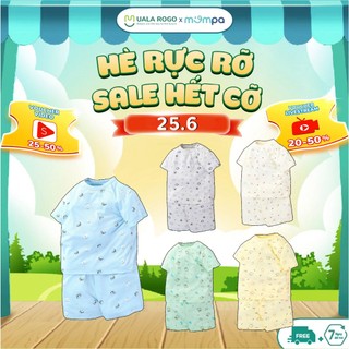 Bộ cộc tay cho bé Mompa 9 tháng - 4 tuổi cài vai vải sợi tre Bamboo mềm mịn co giãn thoáng mát 279