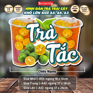Decal Trà Tắc Chống Nước Vintage - Hình Dán Trà Tắc Ly Khổng Lồ Trang Trí Quán Trà Sữa, Cà Phê, Dán Xe, Quầy, Tủ, Tường