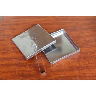  Khay Khuôn Chả Vuông Inox 430 Có Đáy - Khuôn 500g  2 Nắp Úp  Kèm Đai Cài - Dụng Cụ Làm Giò Chả 