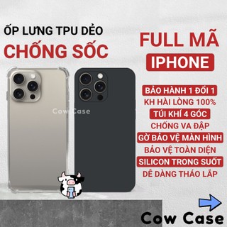 Ốp lưng iphone cạnh vuông 15/14/13/12/11/x/xr/xs/8/7/6/6s pro max plus viền ip se 2020 cowcase
