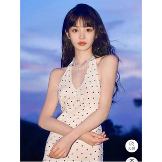 đầm chấm bi cột cổ yếm Điền Hi Vi