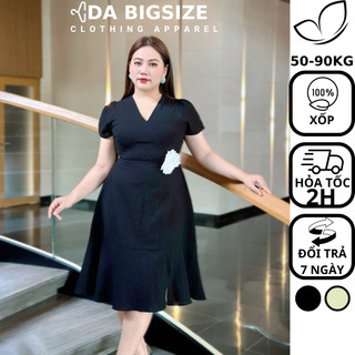 Dabigsize - Đầm Bigsize Nữ , Váy Dự Tiệc Đuôi Cá Cổ Tim Hoa Eo Chất Xốp Mềm Mịn Dành Cho Người Mập 50-90kg