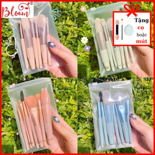 Set 8 cọ bộ cọ trang điểm cọ makeup 8 món đánh phấn trang điểm kèm túi khóa kéo phong cách vintage yukibloom