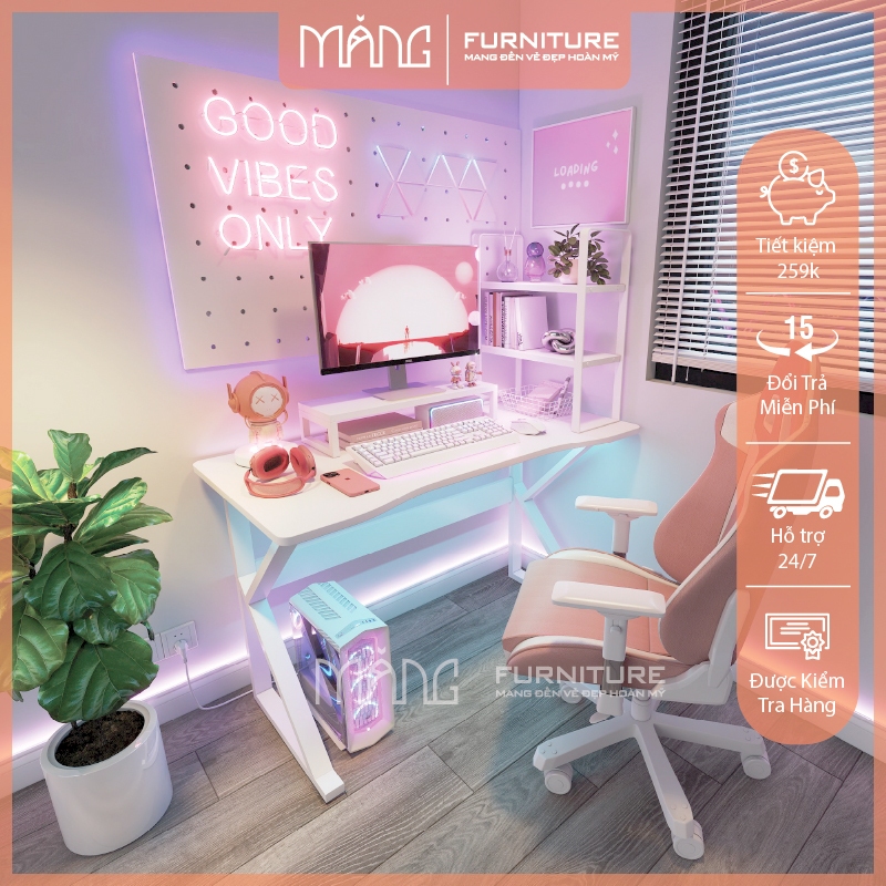 Bàn Làm Việc, Bàn Gaming Nội Thất Măng chữ K, U, Z nhiều phiên bản, mặt gỗ 1m2,1m chân sắt chắc chắn | BigBuy360 - bigbuy360.vn