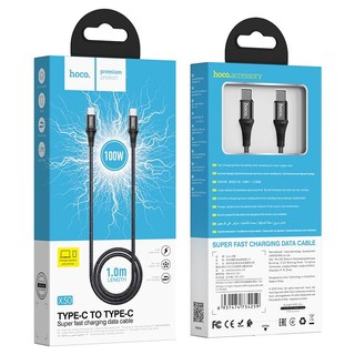 Cáp sạc nhanh 100w type-c to type-c hoco x50 - cáp dây dù nhanh 20v/5a cho laptop typec, samsung, xiaomi... [chính hãng