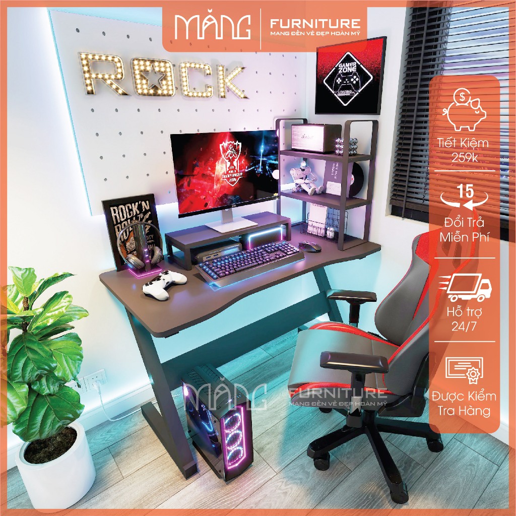 Bàn Làm Việc, Bàn Gaming Nội Thất Măng chữ K, U, Z nhiều phiên bản, mặt gỗ 1m2,1m chân sắt chắc chắn | BigBuy360 - bigbuy360.vn