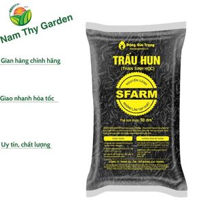 Giá thể trấu hun Sfarm Bao 50dm3, giá thể trấu hun nguyên cánh Sfarm - Bao 50dm3 khoảng 5kg