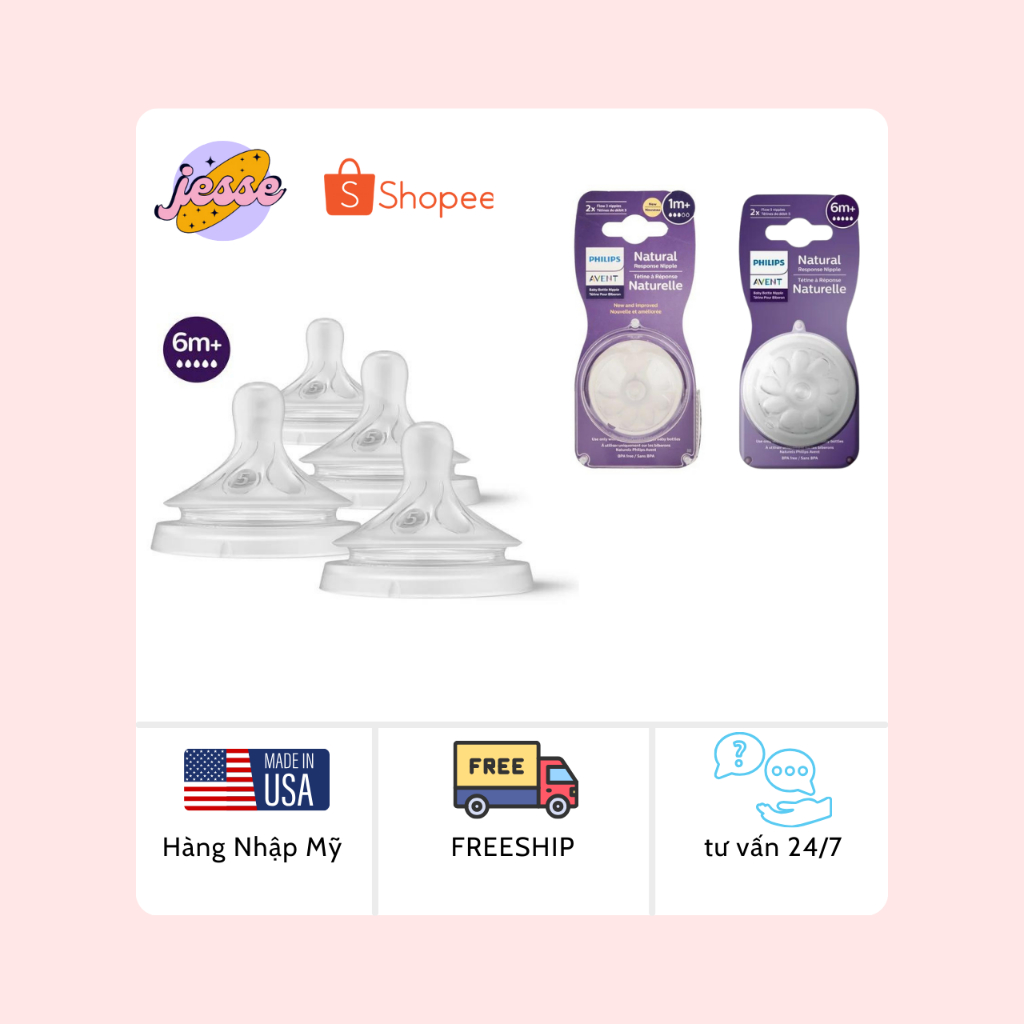 FREESHIP -Núm ti thay thế Philips Avent đủ size- By Jesse Mart