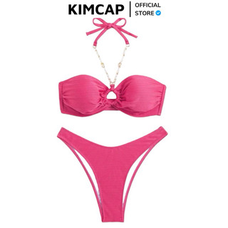 Set bikini buộc dây vòng cổ xâu hạt - - 7 màu