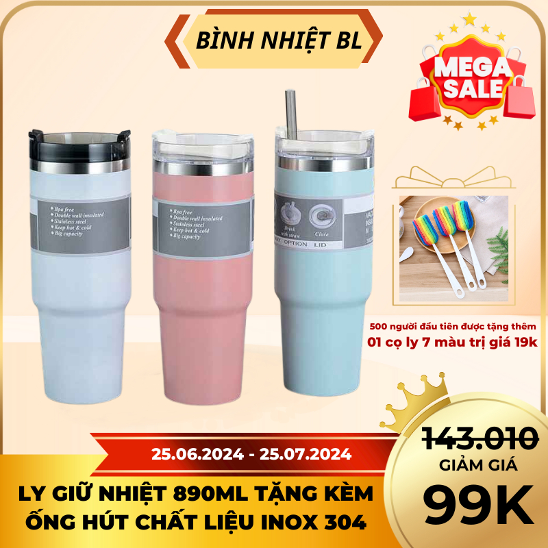  Cốc Giữ Nhiệt 600ML Inox 304 - Giữ Nhiệt 6-12 Tiếng, Chất Lượng Cao, Hàng Chuẩn