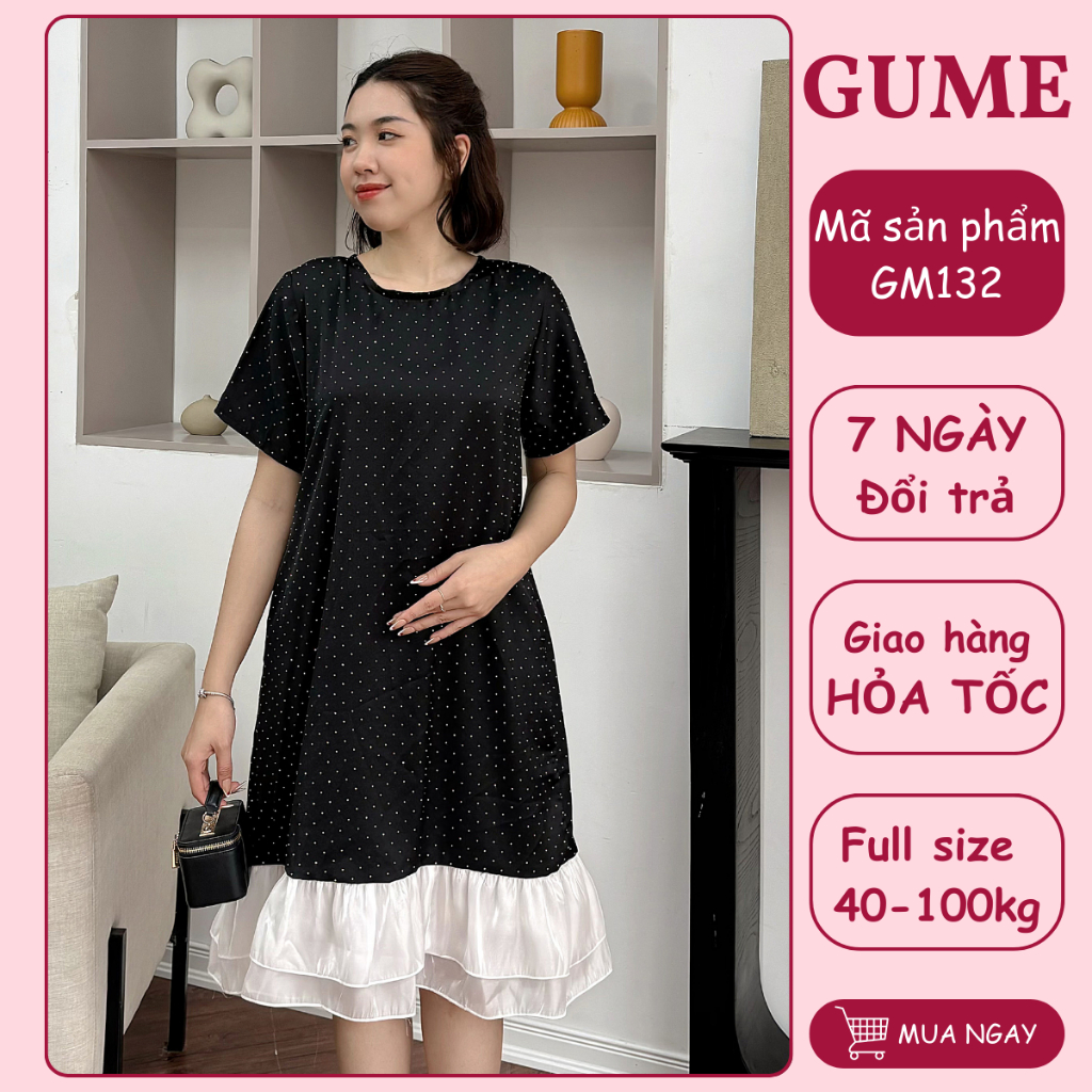 Váy bầu hè váy bigsize 40-130kg đầm bầu mùa hè đen suông đuôi cá voan trắng mặc mát GM132
