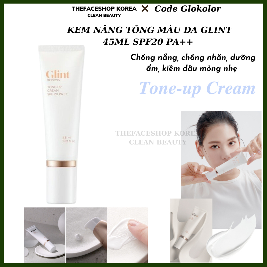 [Hàng Công Ty] Kem nâng tông màu da chống nắng chống nhăn dưỡng ẩm kiềm dầu mỏng nhẹ Glint Tone Up C