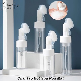 Chai nhựa rỗng đầu cọ silicone dùng tạo bọt rửa mặt - chai tạo bọt sữa rửa mặt - julep beauty