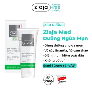 Kem Dưỡng Ngừa Mụn Trứng Cá  Ziaja Med Anti-imperfections Dermatological Formula Acne Balance Cream 50ml