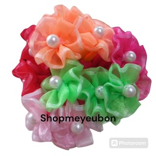 Một cặp thun cột tóc đính hoa cho bé (1 hạt)