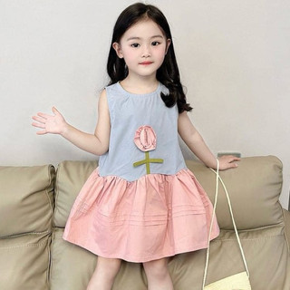 Váy Bé Gái Thiết Kế Hoa Hồng Trước Ngực. Váy tiểu thư siêu xinh cho bé❤️