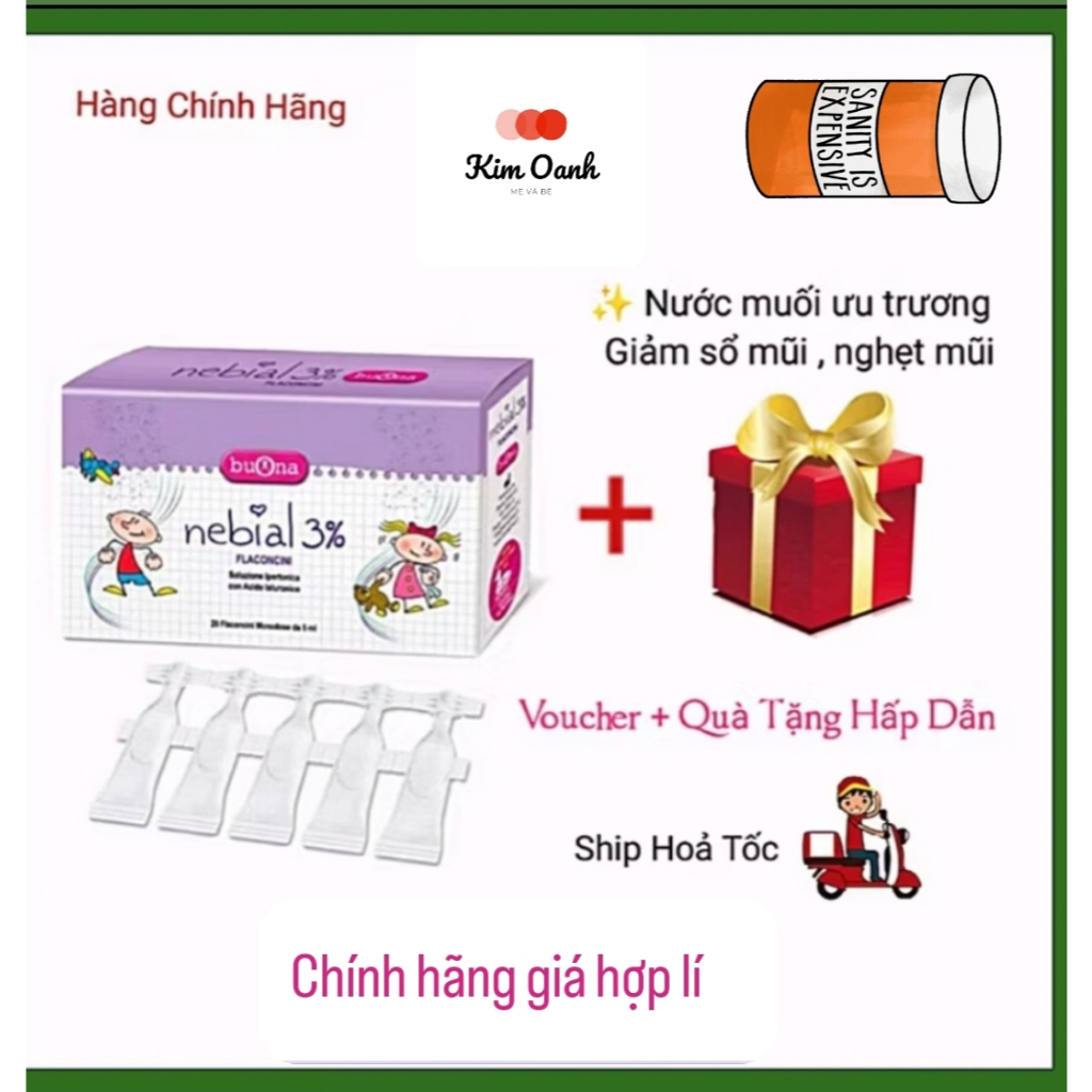 Dung dịch nhỏ mũi Nebial 3% flaconcini, hộp 20 ống