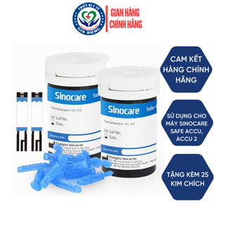 Que Thử Đường Huyết Sinocare Safe Accu Lọ 25 Que Tặng Kèm 25 Kim Chích