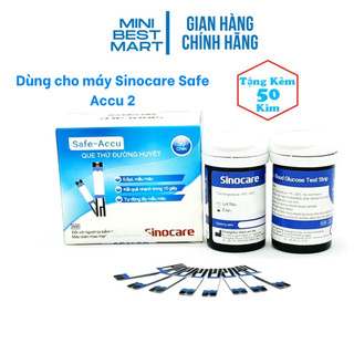 Que Thử Đường Huyết Hộp 50 Que Sinocare Safe Accu (Dùng được cho máy Accu 2) +  50 Kim chích máu