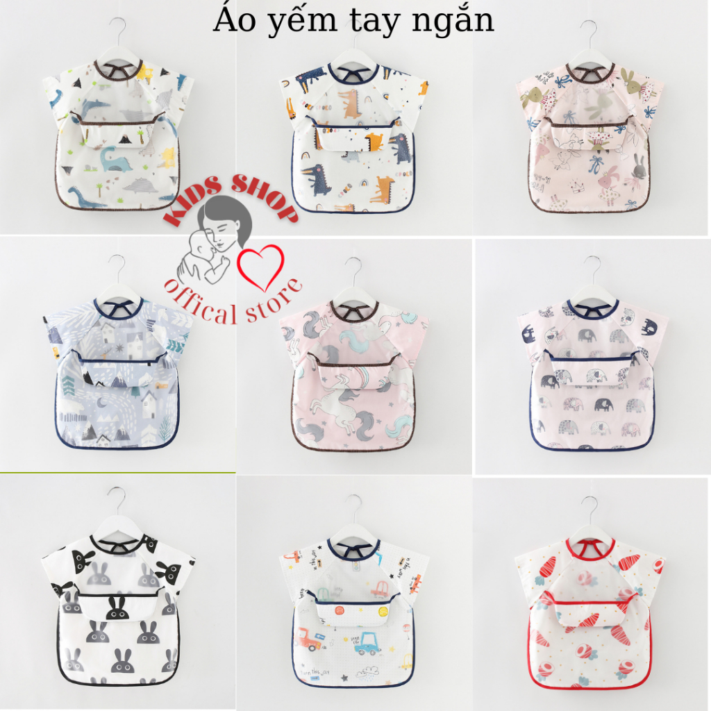 Áo yếm ăn dặm Ngắn tay có máng hứng sạch sẽ và tiện lợi cho bé_Kids shop