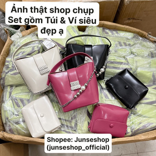 Set Túi Tote MiuMiu da trơn sz 21cm cực xinh