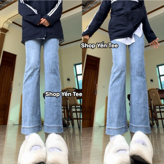 Quần jeans ống đứng nữ xanh nhạt may ống Yến Tee Shop mặc đi học #1033