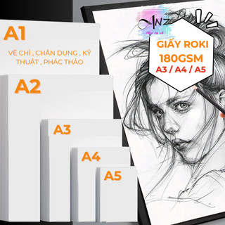 [Họa cụ Anz] Giấy vẽ kỹ thuật , Giấy roki 180gsm - giấy vẽ chì , vẽ chì màu , vẽ hình họa