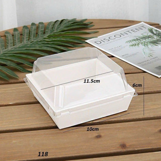 100 Hộp giấy vuông kèm nắp (E118) trong đựng bánh sandwich, bông lan trứng muối, paparoti, custard,...