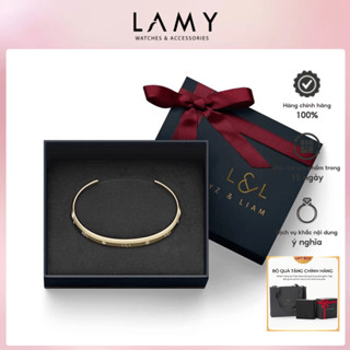 Vòng tay nam nữ Lyz and Liam Lumine L&L Cuff Gold LL2240GG - Gift Box Hộp quà tặng nơ đỏ & khắc chữ theo yêu cầu