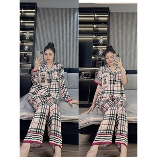 Bộ ngủ mặc nhà pijama gấu bbr lụa xước SAM mát