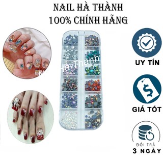 Đá nail nhiều màu gắn móng khay mix nhiều màu 12 ô