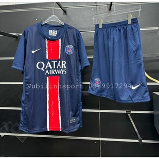 Bộ quần áo thể thao bóng đá clb Psg xanh than 24 25 logo thêu