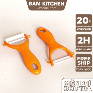 Dao bào lưỡi gốm Bam KITCHEN loại nhỏ 2 màu xanh cam cao cấp DBN02F
