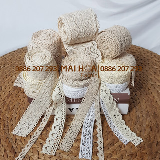 Cuộn vải ren cotton dùng trang trí quần áo và làm đồ cói, tiệm vải Mai Hoa