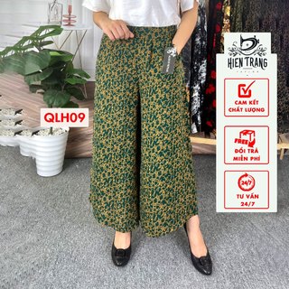 Quần Ống Rộng Dạng Váy Chất Liệu Lụa Hàn Châu Mềm Mượt Không Nhăn Không Xù Có Túi Lưng Thun Cạp Cao