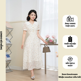 Đầm hoa nhí dáng xòe phối cổ trắng V240313