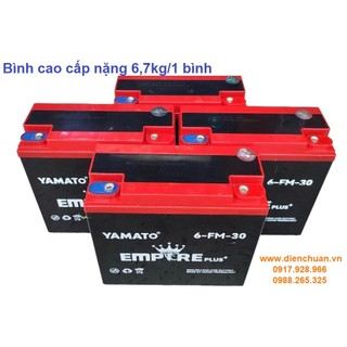 Bộ 4 bình ắc quy xe máy điện 48V-30Ah YAMATO Empire VUA/ PLUS Dòng cao cấp nặng cân