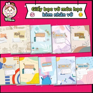 Giấy bọc sách vở theo môn học vừa mọi loại vở học sinh, b5 - giấy bao vở, giấy bọc vở theo môn học, nhãn vở môn học