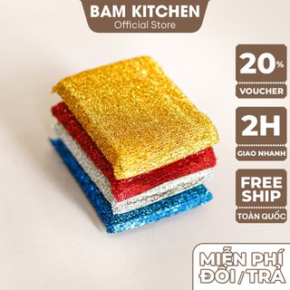 Bộ 4 cước rửa chén kim tuyến Bam KITCHEN đa năng siêu sạch cao cấp BRH01F