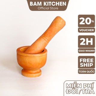 Chày cối gỗ Bam KITCHEN loại lớn chất gỗ dày cao cấp CCG01F - Gia dụng bếp