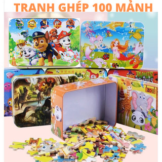 Tranh Ghép Hình 100 Mảnh Hộp Sắt/ Đồ chơi xếp hình/Ghép hình cho bé/jigsaw puzzle/xếp hình 100 miếng
