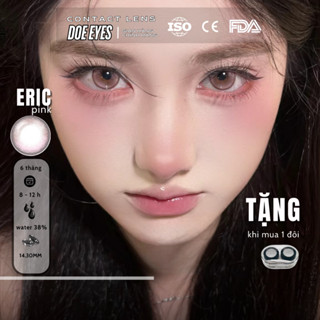 Kính áp tròng Doe Eyes Lens Eric Pink có cận 0 - 7 kèm khay dụng cụ